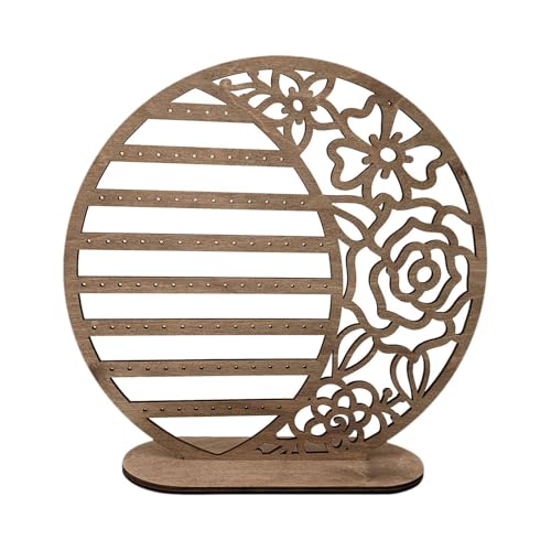 rockible Organizzatore per Orecchini, Porta Orecchini in Legno a 5 Livelli, Decorativo, Design Vintage, Organizer per Gioielli da Donna, per cassettiera e, Colore Legno Scuro