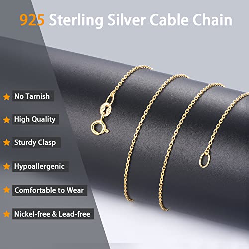 Jewlpire 18K Over Gold Chain Necklace For Women Girls, 1.3Mm Cable Chain Gold Chain For Women Sturdy & Shiny Women's Chain Necklaces, 18 Inches #TOP1
