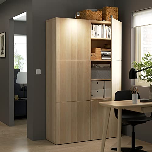 Image of ProTuning BESTA Storage combination with doors, white stained oak effect /Lappviken white stained oak effect, 120x42x193 cm