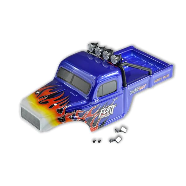 FURITEK Fury Wagon Body for FURITEK FX118 - Remote Control CAR, RC Crawler 1/18 Body Shells (HELIDIRECT) (Blue with Flames)
