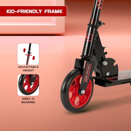 Image of Amazon Brand - Jam & Honey- Kick Scooter for Kids Ages 6-13 Years | Foldable with 3 Adjustable Height | 2 Wheels | BIS Certified | Max Weight Capacity 50kg (Red)