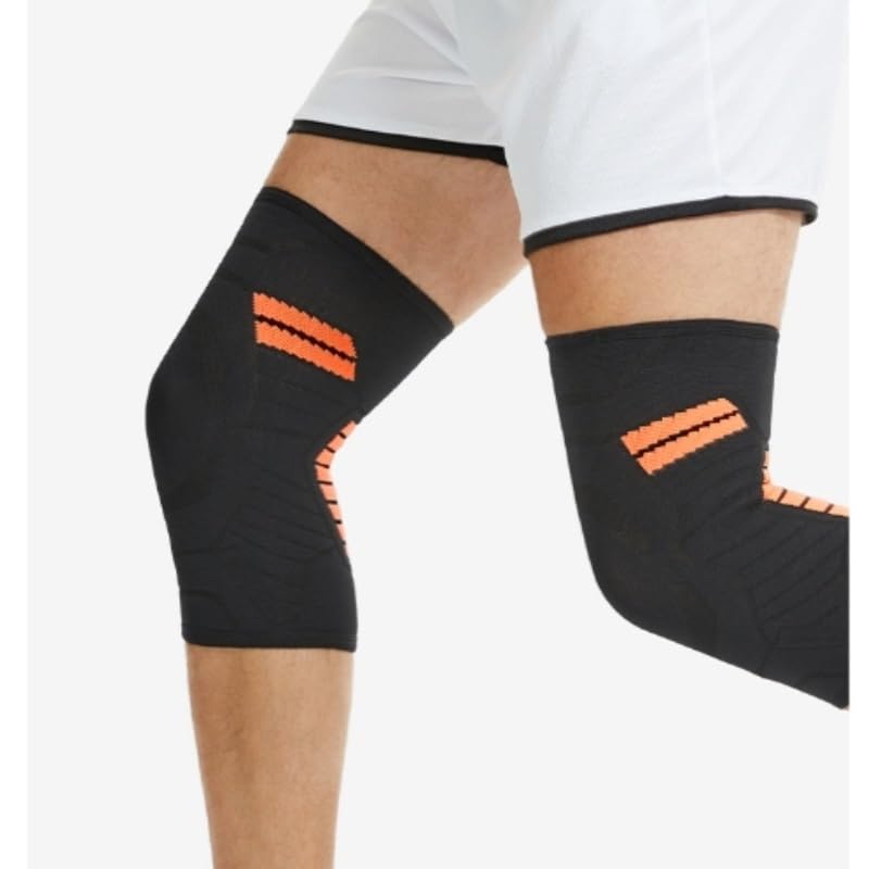 Exercise, protection Nylon Sports Knitted Knee Pads Men's and Women's Anti-slip Meniscus Knee Professional Knee Pads for Fitness, cycling, running, playing football(Small)