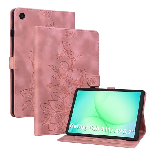 Protection Samsung Tab A9 et A11 rose pour lecture et voyage