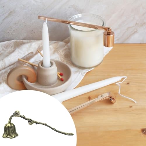 Apagavelas artesanal de bronce con mango largo decorativo en aleación 5