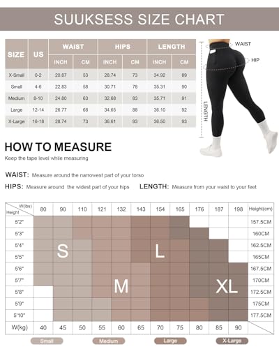 Image of SUUKSESS Women Ribbed Seamless Leggings High Waisted Workout Gym Yoga Pants 18