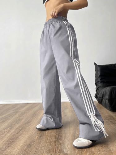 Image of Elasticated Sporty Women Cargo Track Pant with Side Stripes