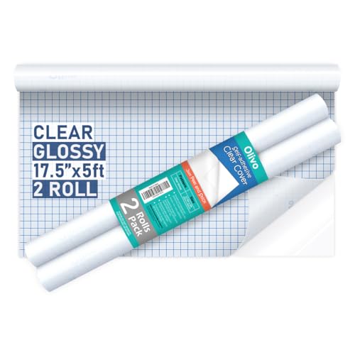 Olivo Clear Contact Paper Roll, Peel Stick for Books Crafts, 5 ft, 2 Pack