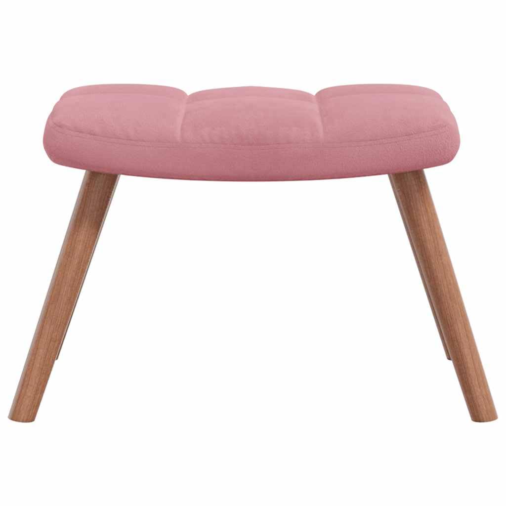 Mecedora moderna para interior con taburete, mecedora con estructura de acero y acolchado grueso, silla de relax con suave terciopelo rosa