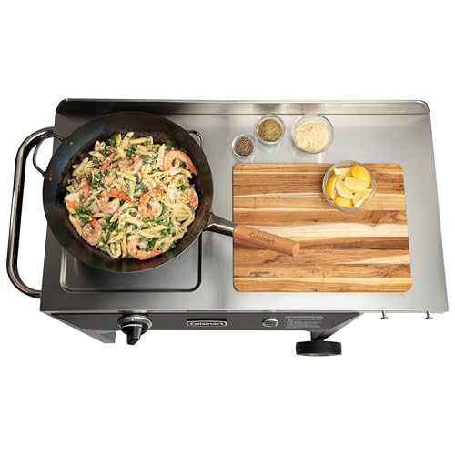 Cuisinart Outdoor Wok Station with Rear Wheels, 14" Steel Pan, 50,000 BTU | Outdoor wok burner with stainless steel side table and prep table storage, ideal for stir fry and searing, CGG-1265 - image 9