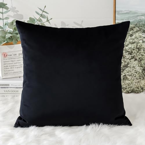 Artscope Luxury Velvet Cushion Covers Super Soft Decorative Square Throw Pillow Covers Case Cushion Covers for Sofa Couch Bedroom Car Decor 40x40cm Black - Image 3