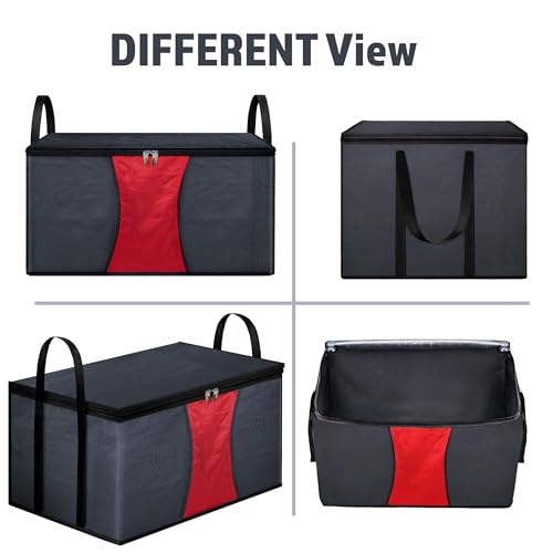 Image of Storite 2 Pack Multi-Purpose Moisture Proof Heavy Duty 1680 Denier Nylon 110 L Super-Size Large Toys /Stationery Paper /Blankets /Clothes Storage Bag -Grey /Red (63.5 x 45.7 x 38cm)