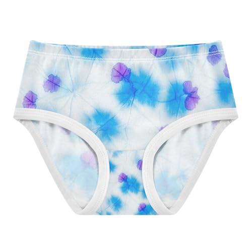 Toddler Panties, Blue White Tie Dye Girls' Cotton Brief Underwear, 2–8 Years