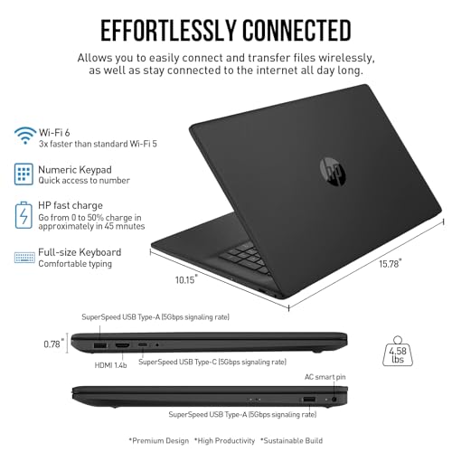 Image of HP 17 Inch Laptop Computer, 17.3 inch FHD IPS Large Screen Business Laptop, Windows 11 Pro, Intel Core i5 (10-Cores) |10-Key Number Pad | Wi-Fi 6 | 32GB RAM, 2TB SSD | Black