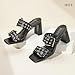 IDIFU Black Heels Square Open Toe Double Buckle Slip On Chunky Low Block Short Heel Sandals for Women Summer Trendy Fashion Prom Work Party Dress Shoes Comfort Slide Mule Heels(Black Pu, 7)