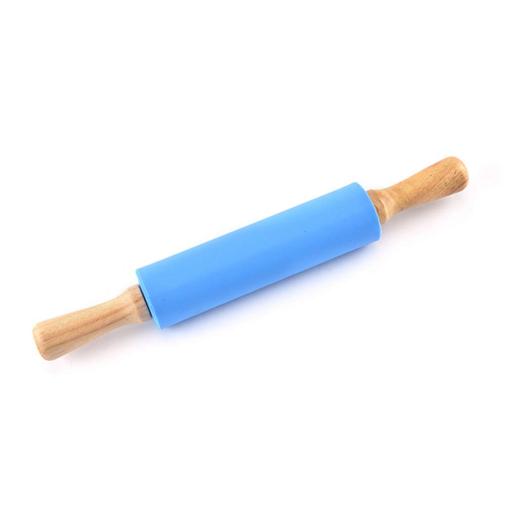 Teigroller aus Silikon zum Backen, langlebiger Teigroller mit Holzgriff, ideal für die Herstellung von Teigtaschen und Gebäck, unverzichtbares Küchenzubehör für Erwachsene