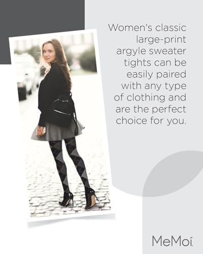 Image of MeMoi Argyle Cotton Sweater Tights for Women, Regular and Plus Size