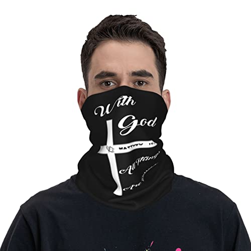 Christian Faith Jesus-with God All Things are Possible Seamless Neck Gaiter Face Mask Seamless UV Protection Shield Scarf Bandana for Motorcycle Cycling Riding Running Headbands White4