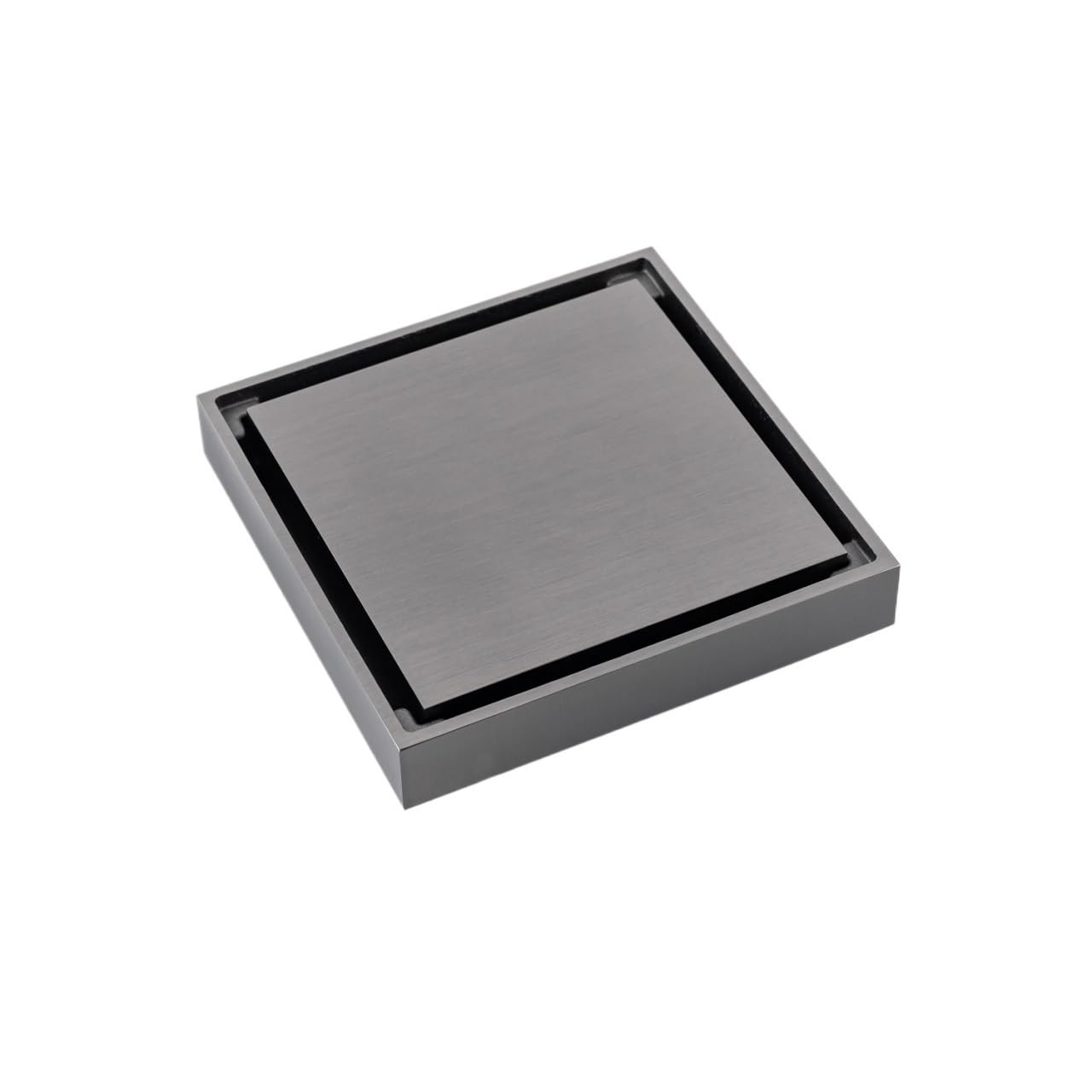 Sumidero Ducha Desagüe de Piso Invisible de latón, 10 x 10 cm, 8 x 20 cm, 8 x 30 cm, Cubierta de latón, Base de latón, núcleo de latón Filtro Desague Ducha(10x10 Brushed Silver)