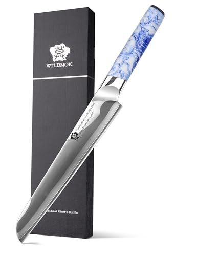 WILDMOK Cuchillo Sashimi Sushi Sujihiki de Acero de Aleación de 20,3 cm, Mango ergonómico de...