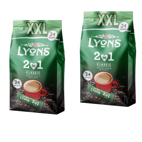 Lyons 2 In 1 Instant Coffee Assorted Sizes +FabFinds Mystery Mug 48 Sachets