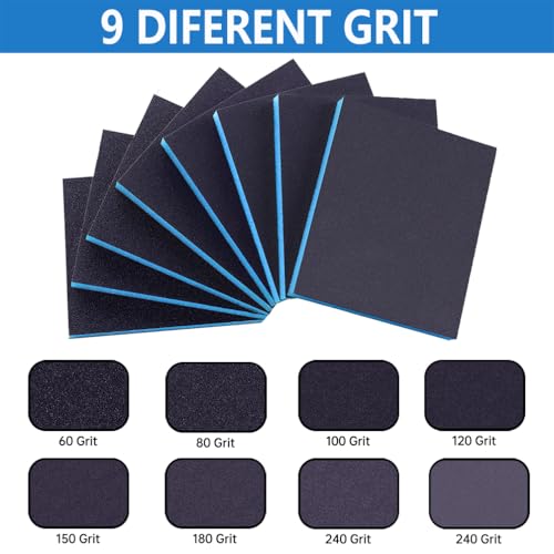 Necosthua 8 Pack 150 Grits Sanding Sponge, Coarse Sanding Block, Washable and Reusable Wet Dry Sandpaper Block Sandpaper Sponge for Wood Metal FurniturePaint and Drywall