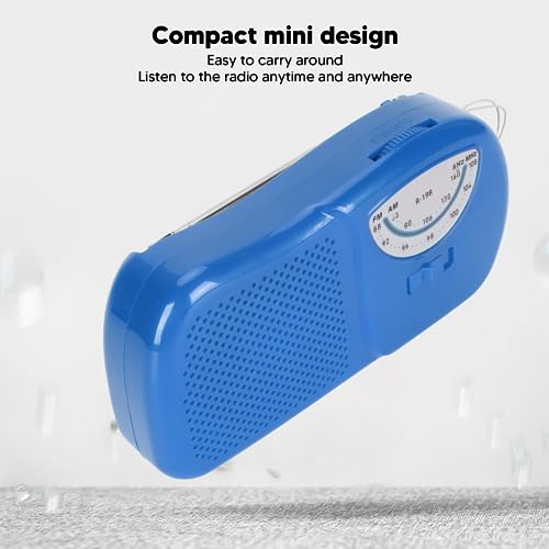 Radio AM FM portátil a batería con altavoz integrado azul miniatura 4