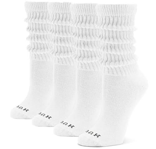 HUE Women's Slouch Sock, 4 pack (White)