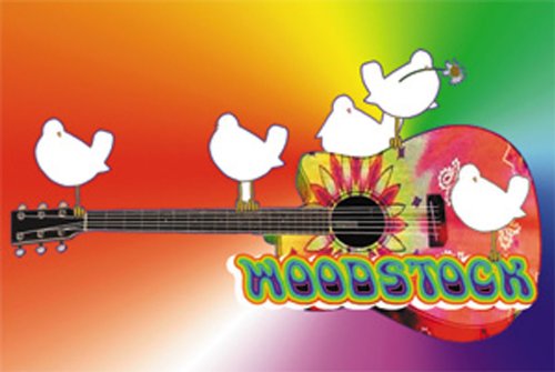 Officially Licensed & Trademarked Products Woodstock Guitar - Retrorocket Studio Exclusive Artwork, Refrigerator Magnet - 2" x 3"