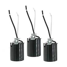 Phenolic Bakelite Medium Base E26 Fixture Socket,Keyless E26 Lampholder with Hickey, Black Pack of 3