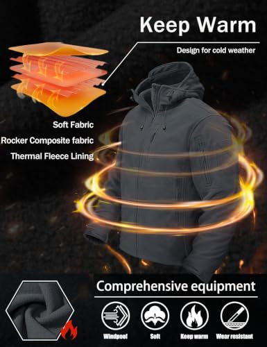 Image of CRYSULLY Men's Tactical Hoodies Jacket Warm Winter Fleece Jacket