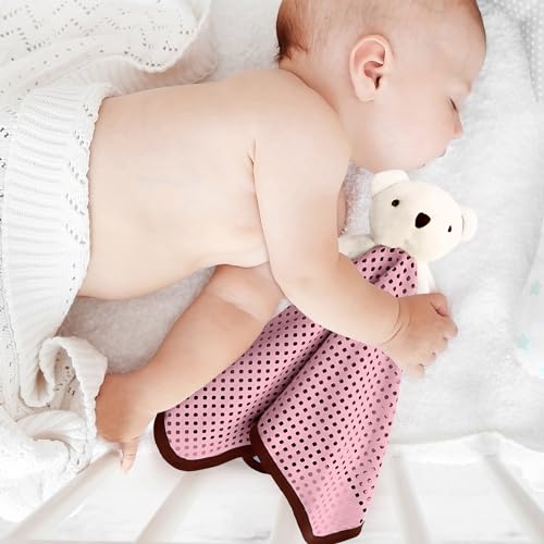 Image of The Safer Baby Lovey | Breathable & Soft Security Blanket | Soft Blanket with Holes for Easy Breathing | Gender Neutral Snuggle Toy | Baby Gift for Newborns | Stuffed Plush Animal - 16x16 Inch (Pink)