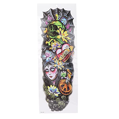 folhas de adesivos de tatuagem temporários à prova d'água de braço inteiro, adesivos de tatuagem de