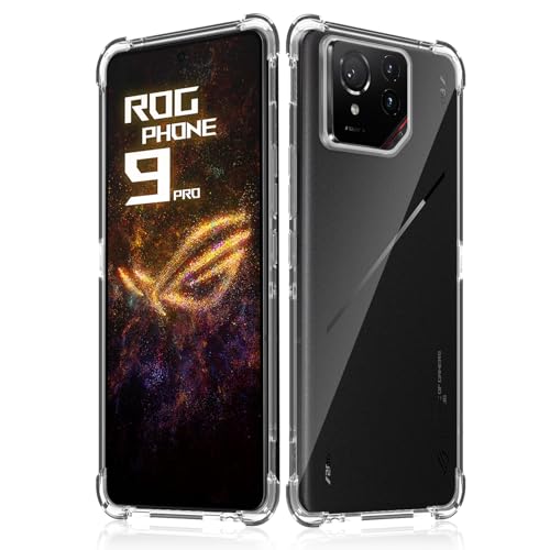 Haofun Funda para ASUS ROG Phone 9/9 Pro, Funda Transparente Carcasa de Silicona TPU Flexible, Bumper Esquinas Protectoras de Absorción de Golpes Antichoques Case Slim Cover [No Amarillenta]