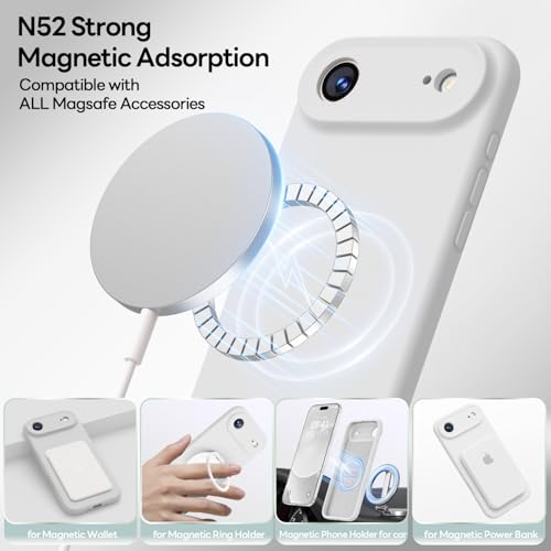 Image of LOVE 3000 Designed for iPhone Air Case, Premium Silicone [Compatible with Magsafe][Soft Anti-Scratch Microfiber Lining] Shockproof Protective Phone Case for Men Women 6.5 inch, White
