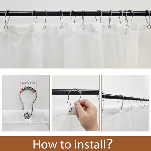 Glawry GLA-SKFFXJ-73009 Boho Shower Curtain With Snap In Liner Modern Mid Century Tropical Palm Leaves Abstract Geometric Modern Arch See Through Mesh Top Window 72Wx72L Inches Bathroom Art Home Decor 12 Pack Hooks thumb #5