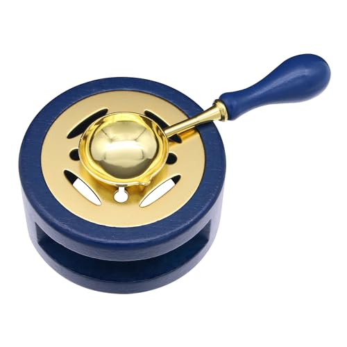 Uxney Wachssiegelwärmer, Siegelwachs set Wachssiegelset mit Wachssiegellöffel zum Schmelzen von Wachssiegelperlen oder Siegelwachsstiften(Navy blau)