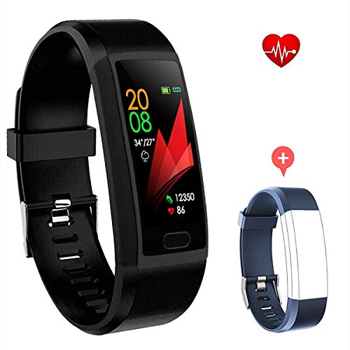 F-FISH Fitness Tracker Monitor de frecuencia cardíaca, Smart Watch Fitness Tracker Watch Hombres Mujeres Smart Watch Muñeca Heart Rate Monitor Podómetro Smart Band Sports Activity Tracker (Negro)