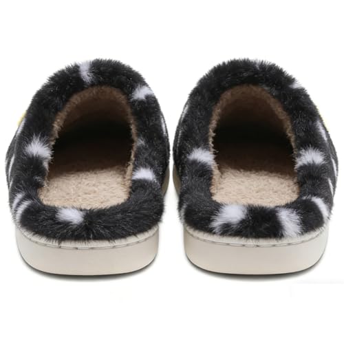 Image of Women's Men's Preppy Happy Face Slippers Comfy Warm Plush Slip-On House Slipper for Winter Indoor Soft Cushion Non-slip Fluffy Slides Slippers