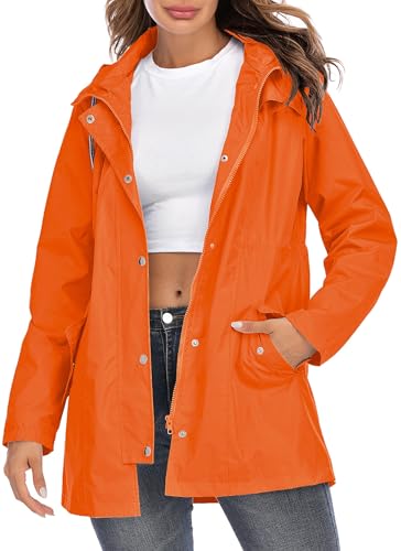 Kikibell Rain Jacket Women Striped Lined Hooded Lightweight Raincoat Outdoor Waterproof Windbreaker3