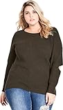 City Chic Women's Apparel Women's Plus Size Long Sleeve Elbow Detail Sweater, Army, S