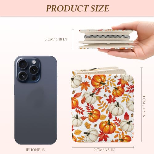 Image of Fall Wallet for Women, Pumpkin Maple Leaf PU Leather Accordion Wallet