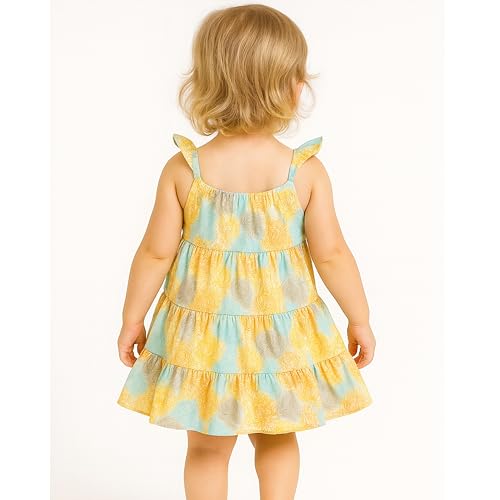 Image of TotzTouch Baby Girls Gathered Floral Printed Dress