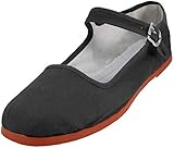Shoes 18 Womens Cotton China Doll Mary Jane Shoes Ballerina Ballet Flats Shoes 114 Black Canvas 8