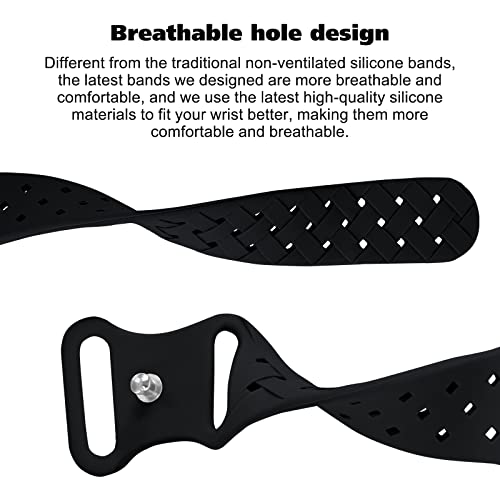 Image of Silicone Braided Weave Bands Compatible with Apple Watch 38mm 40mm 41mm 42mm 44mm 46mm 45mm 49mm, Replacement Sport Breathable Strap for iWatch Series 11 /10 /9 /8 /7 /6 /5 /4 /3 /2 /1 Ultra SE Women Men, Black