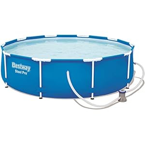 Bestway Steel Pro Frame Pool Zwembad, rond, 305 x 76 cm, stalen frame met filterpomp, blauw