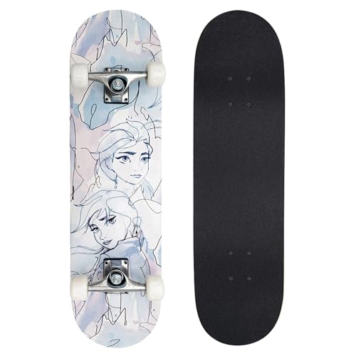 Monopatín de Madera para Jovenes, 79 cm, Tabla Antideslizante, Grande, hasta 100 kg (Disney Frozen)