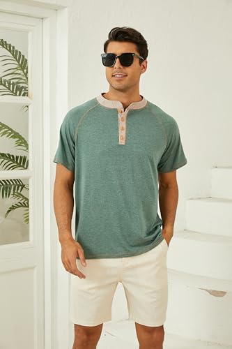 Mens Henley Shirts Short Sleeve Casual Button T-Shirts Basic Cotton Tee Shirts Summer Lightweight Tee Tops2