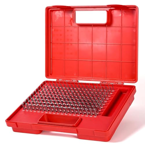 Image of Pin Gauges Set, M1 (0.061”-0.250”) Pin Gage Set, 190PCS Class ZZ Pin Gauge with Storage Case, Steel Precision Pin Gage Set for Measurement, HRC 60-62