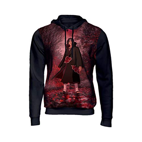 Moletom Blusa Anime Naruto Akatsuki Itachi Uchiha Full 3d 65 Preto Cor: Preto; Tamanho: G