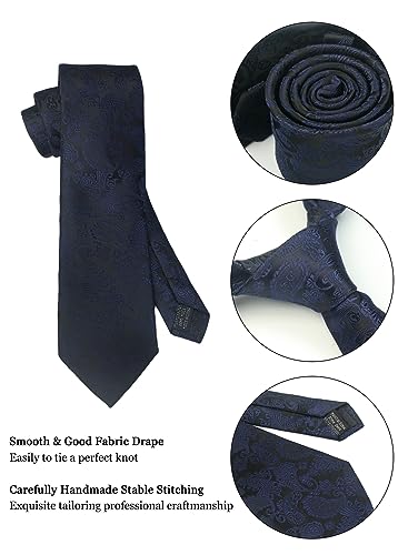 Image of Paisley Floral Mens Tie Formal Necktie Pocket Squares Ties Clips Cufflinks Classic for Men Set